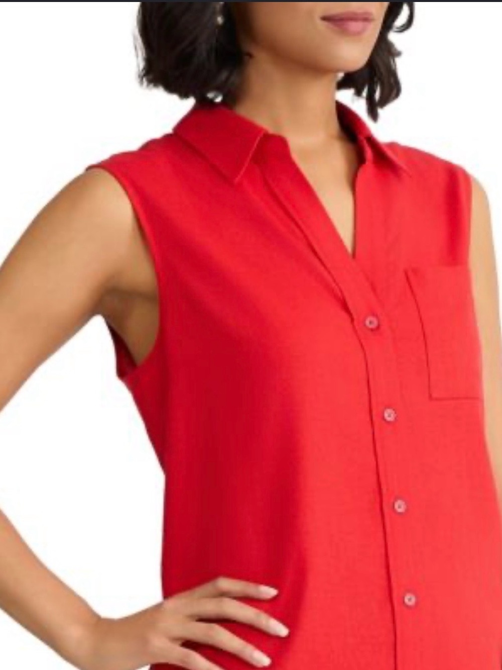 Apt. 9 Bright Red Sleeveless Button-Up Blouse